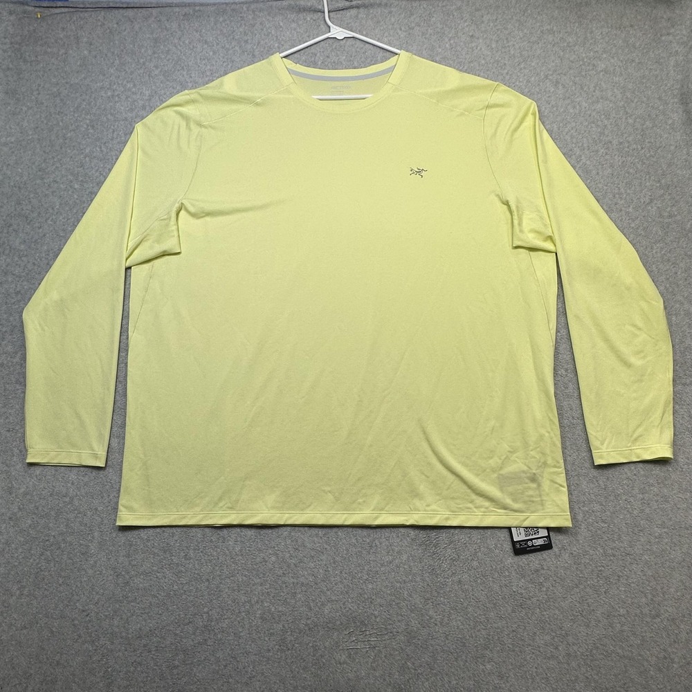 Arc'teryx Cormac Crew LS Shirt Mens XXL Yellow Long Sleeve Running Hiking Tech